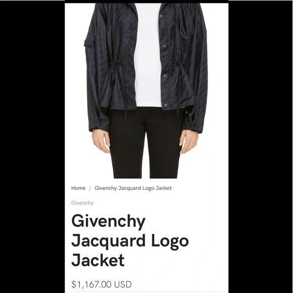 Women’s black Givenchy “Jacquard logo jacket” size small (New) - Picture 3 of 6